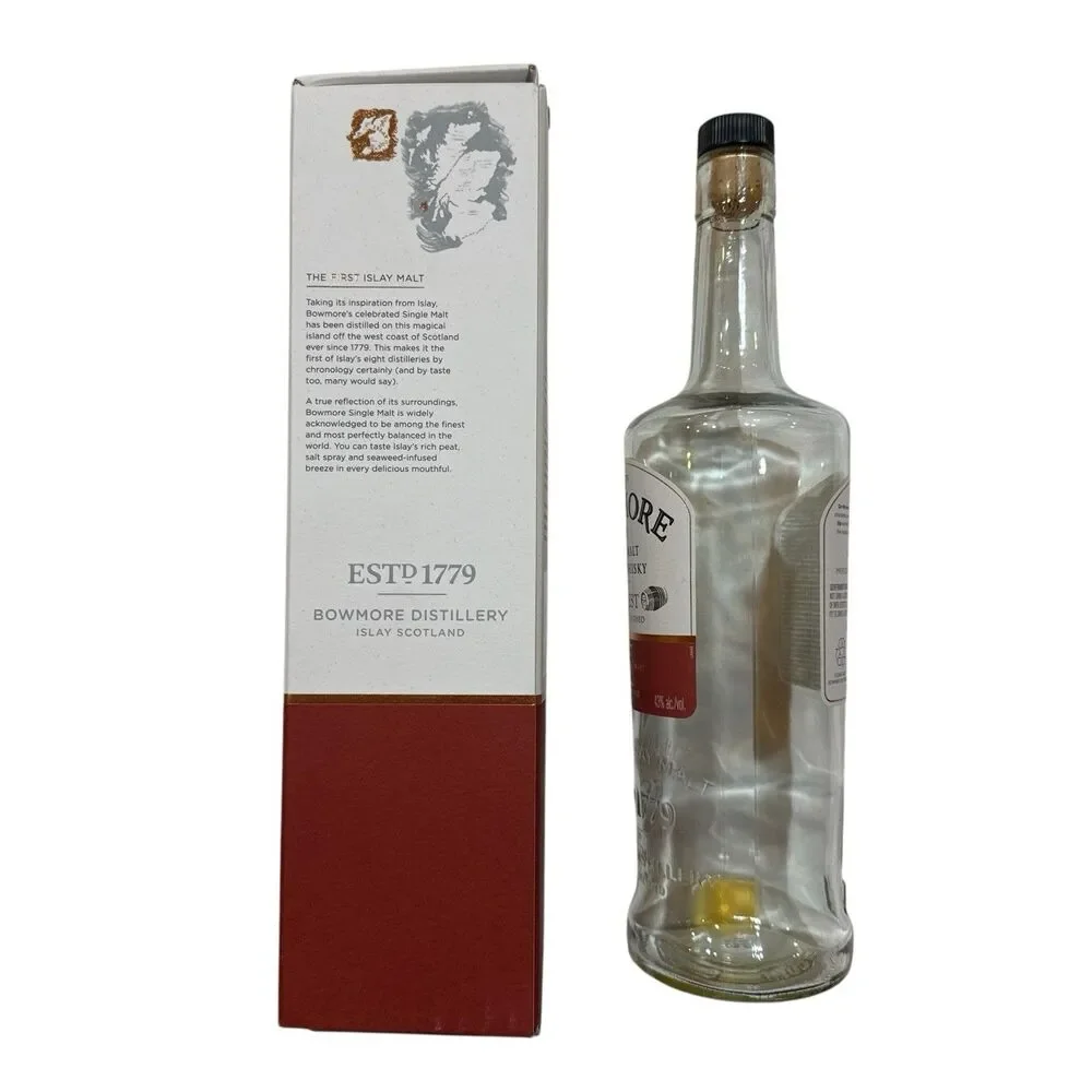 Bowmore Darkest - Empty 15 Year Single Malt Scotch‎ Whisky Bottle, Box + Cork